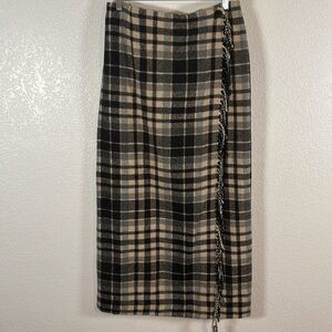 Vintage Cambridge Country Plaid Blanket Wool Blend Wrap Maxi Skirt Size 12